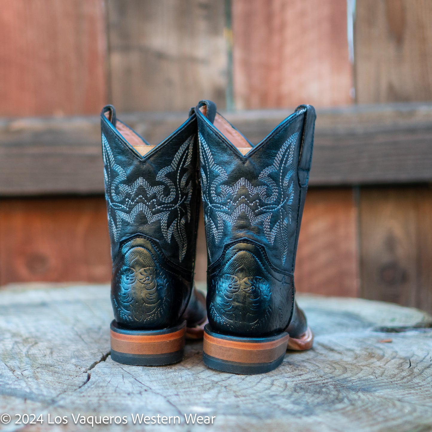 Tanner Mark Boots Kids Hand Tooled Print TMK205044 Black