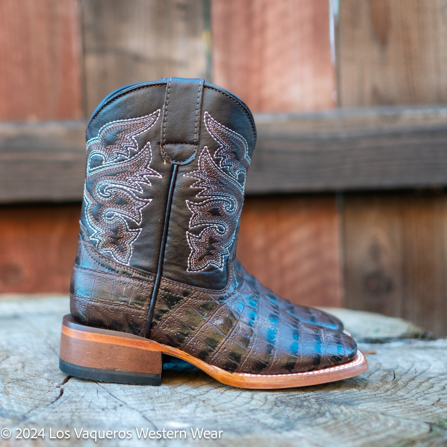 Tanner Mark Boots Kids Brady Caiman Belly Print TMK200778 Brown