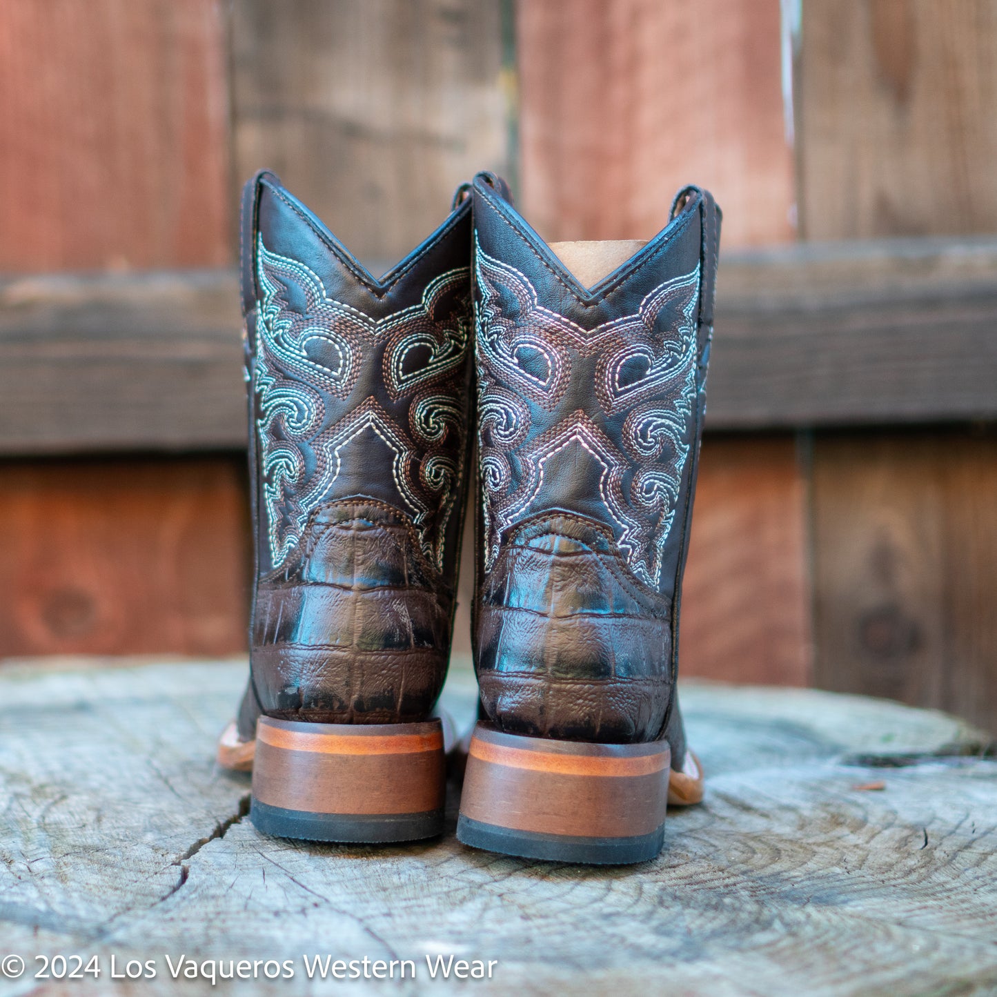 Tanner Mark Boots Kids Brady Caiman Belly Print TMK200778 Brown