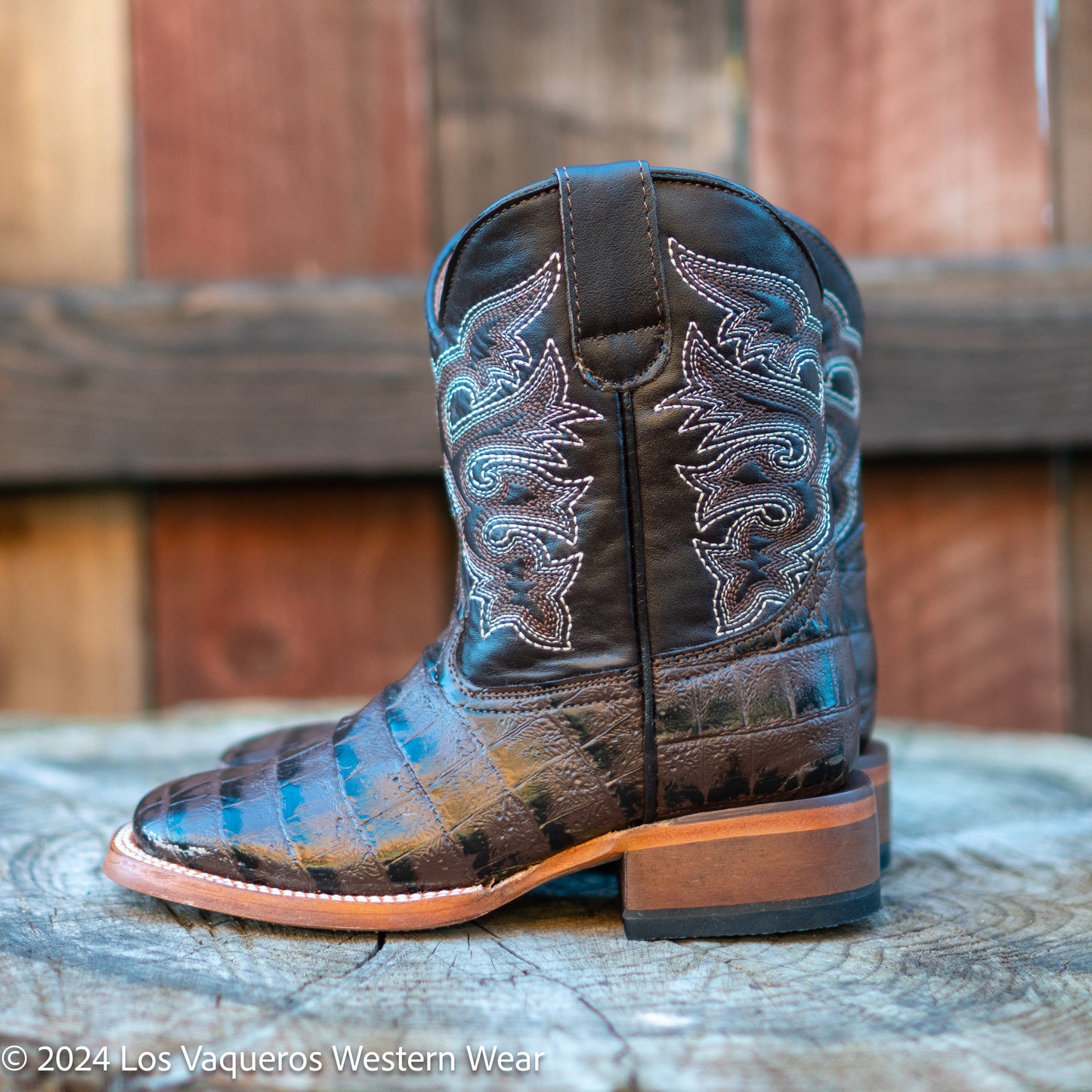 Tanner Mark Boots Kids Brady Caiman Belly Print TMK200778 Brown