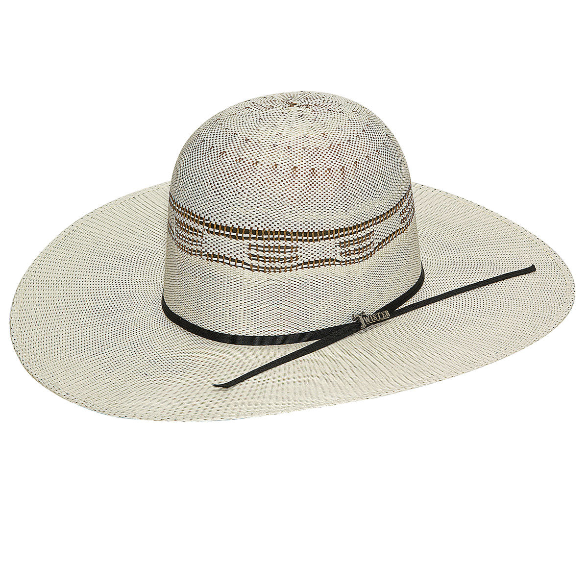 Twister Straw Hat Regular Crown Bangora 4 1/2" Brim White/Brown