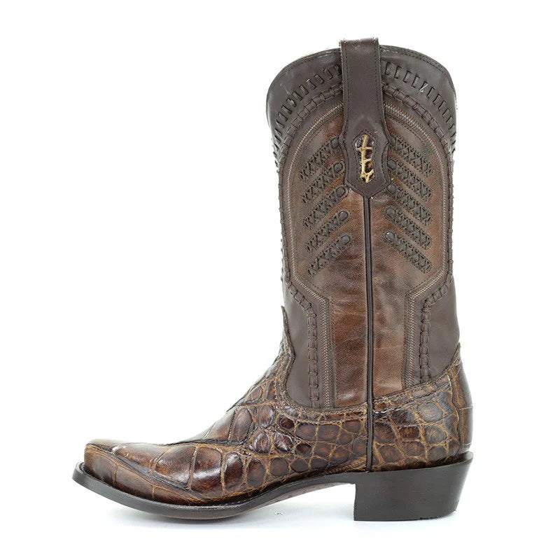 Corral Boots Men's Alligator Woven Narrow Square Toe Western Boots Honey