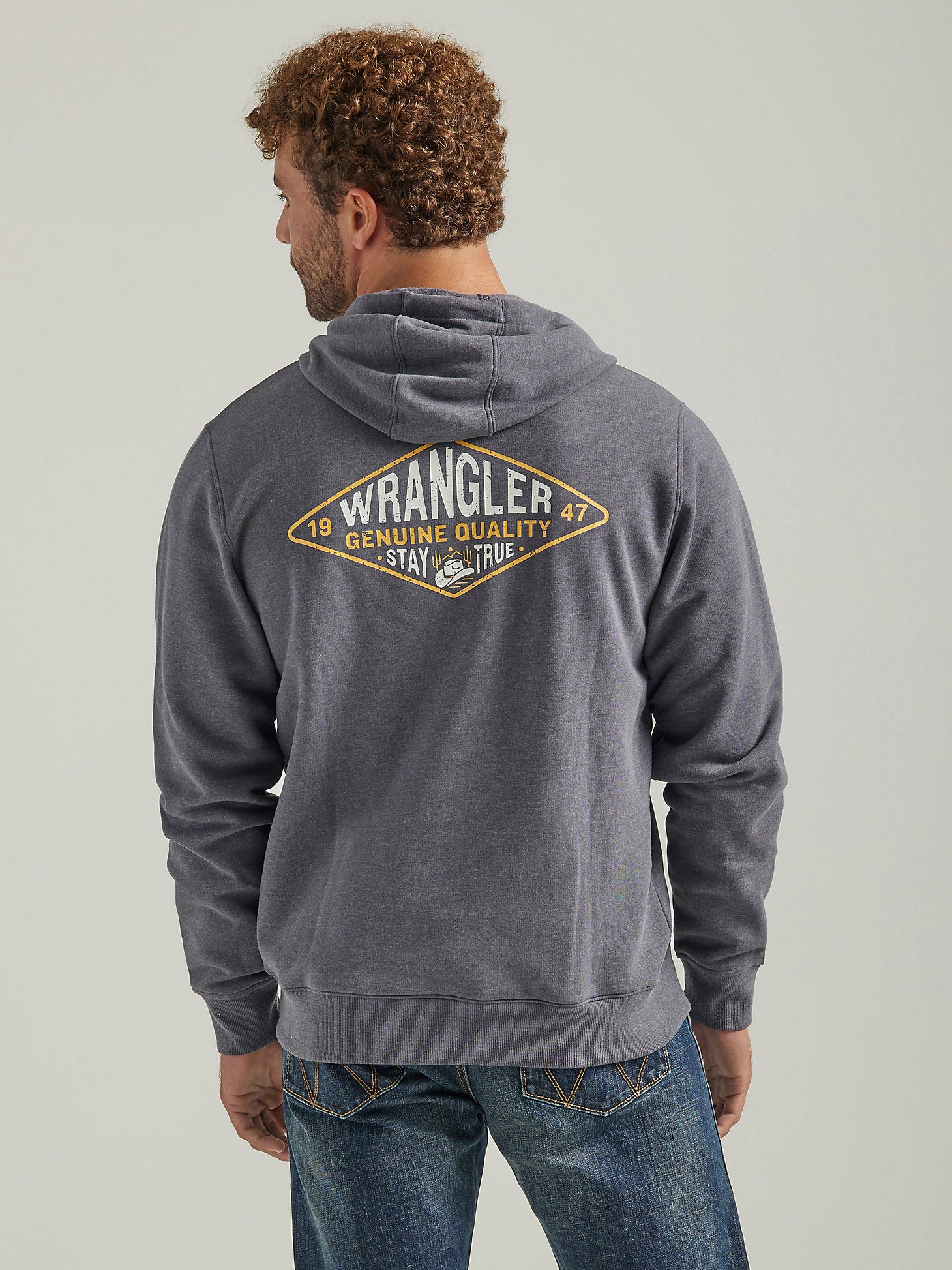 Wrangler Men's Charcoal Heather Graphic Logo Full Zip Hoodie XX-Large
