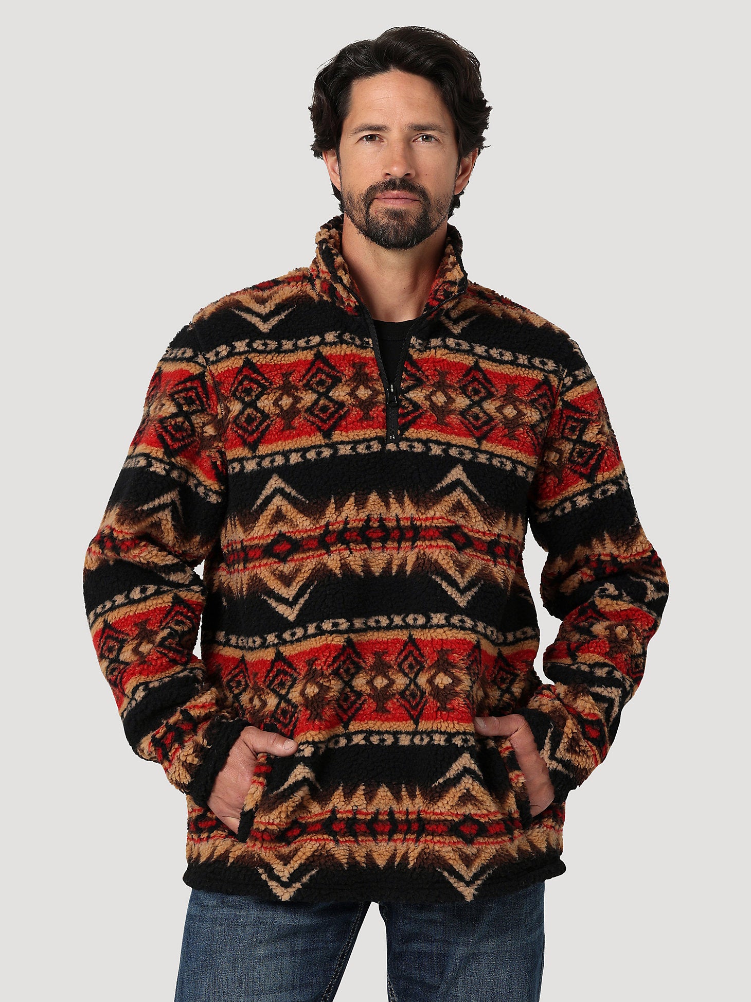 Men's quarter zip sherpa pullover best sale