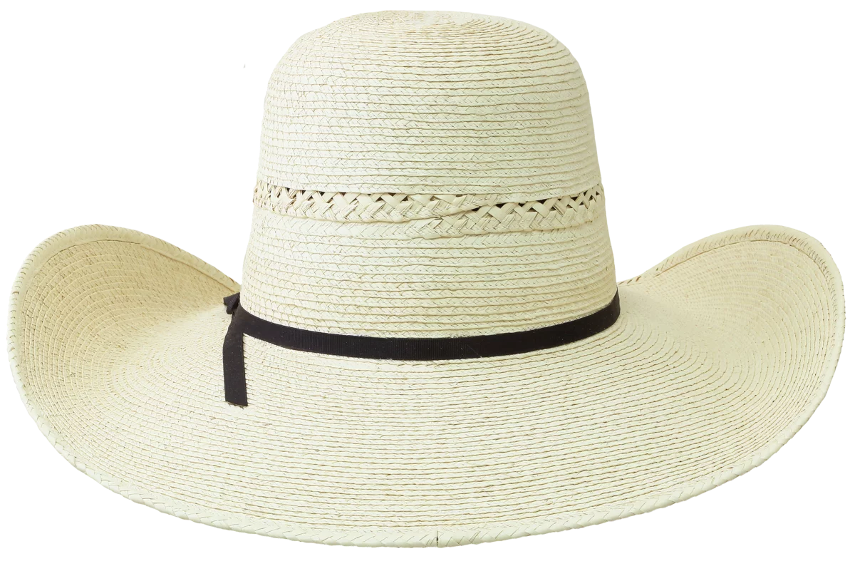 SunBody Hats Guatemala Trenza Black Band 2 Ply 5" Brim Palm Leaf Hat Tan