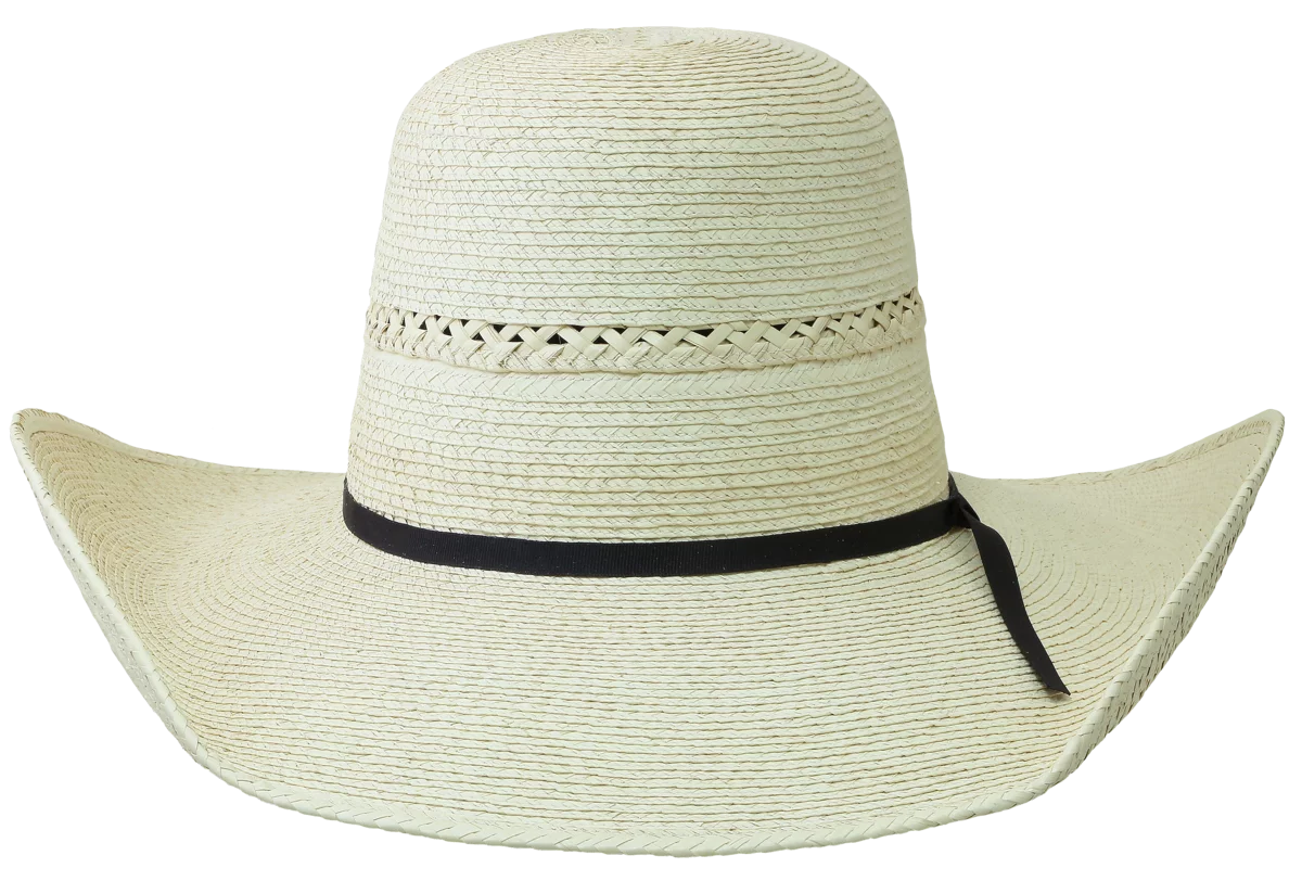 SunBody Hats Guatemala Trenza Black Band 2 Ply 5" Brim Palm Leaf Hat Tan