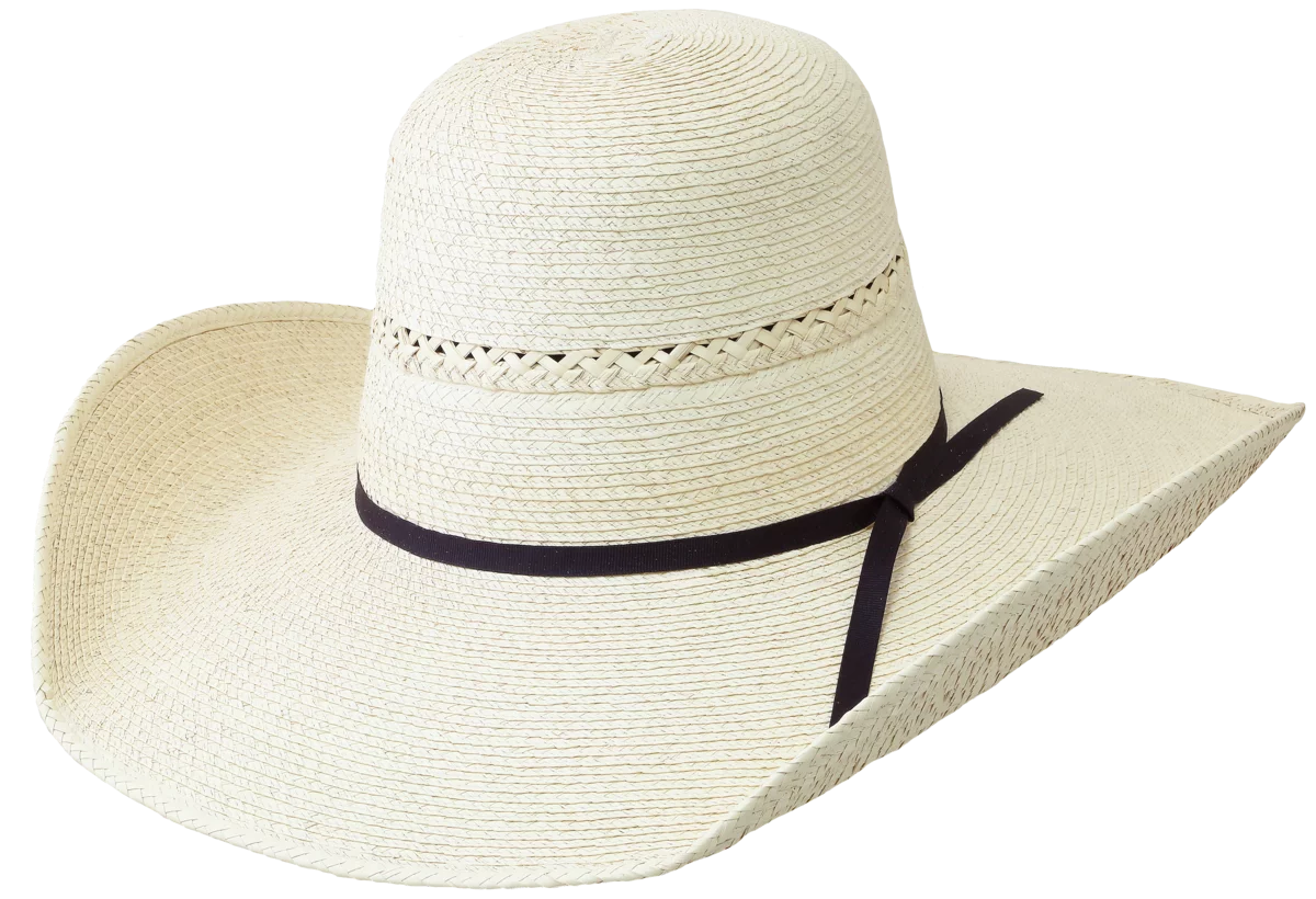 SunBody Hats Guatemala Trenza Black Band 2 Ply 5" Brim Palm Leaf Hat Tan