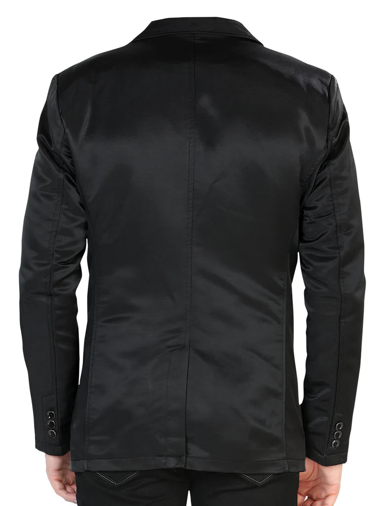 Lamasini Men's Double Button Black Blazer