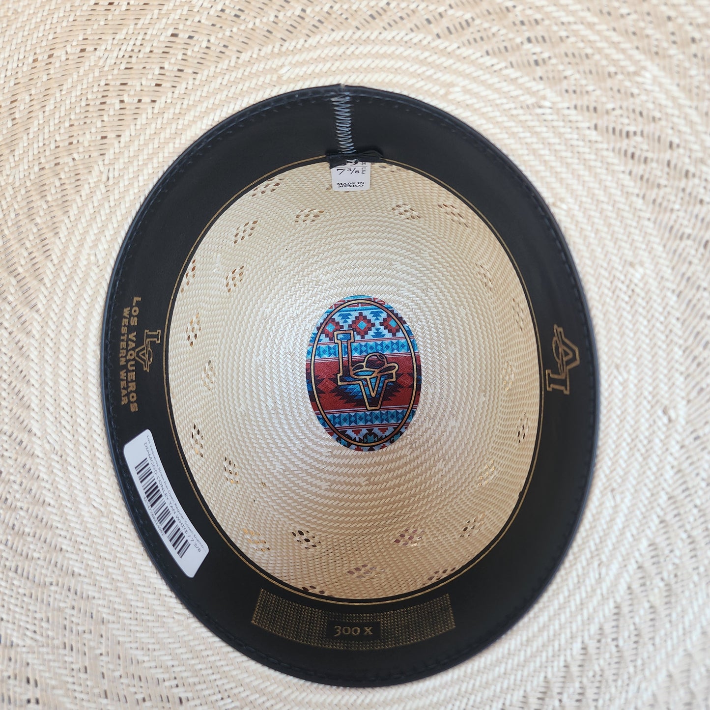 Los Vaqueros Straw Hat Open Regular Crown Diamond Conley Tan White