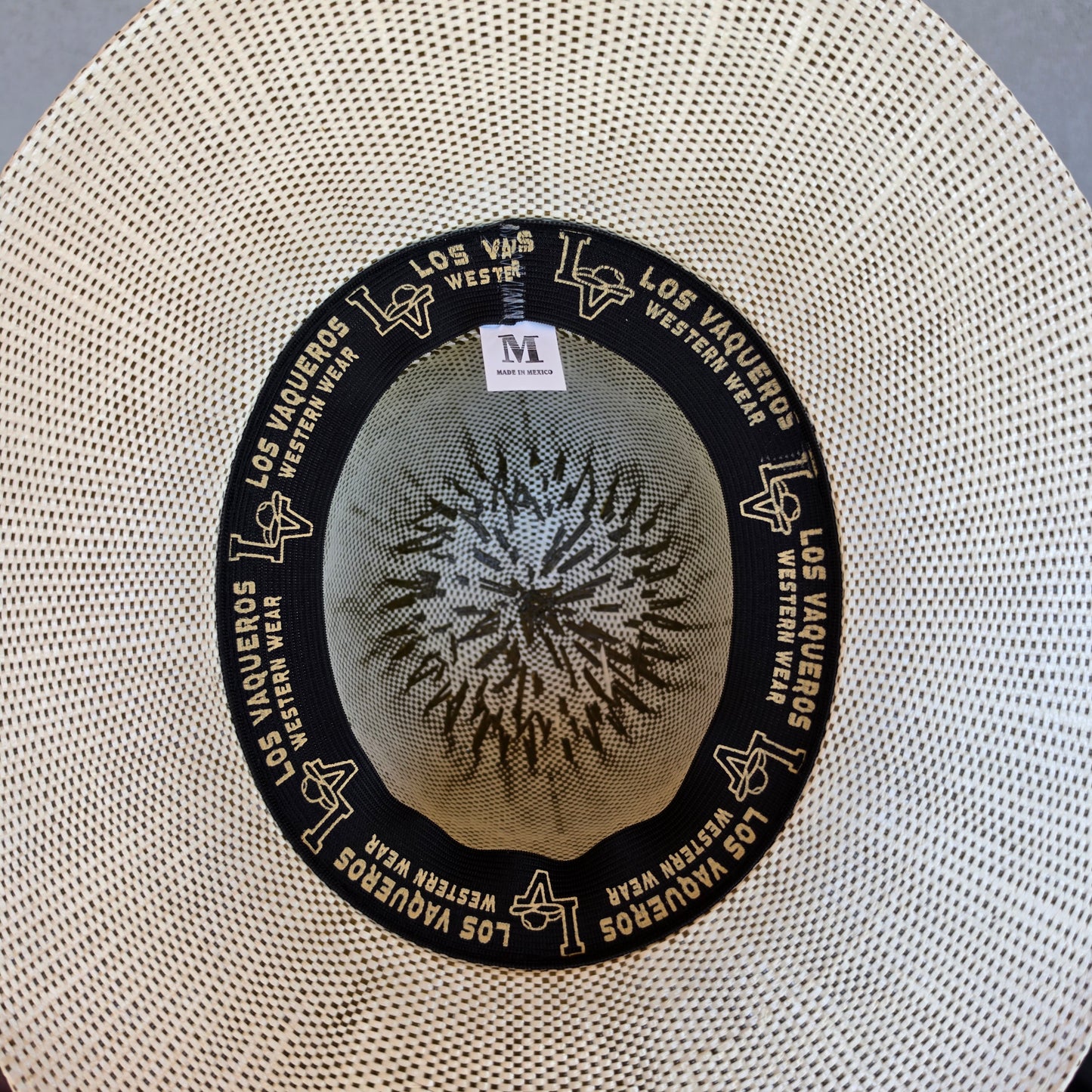 Los Vaqueros Kids Straw Hat Open Regular Crown Bangora Chess Tan Olive