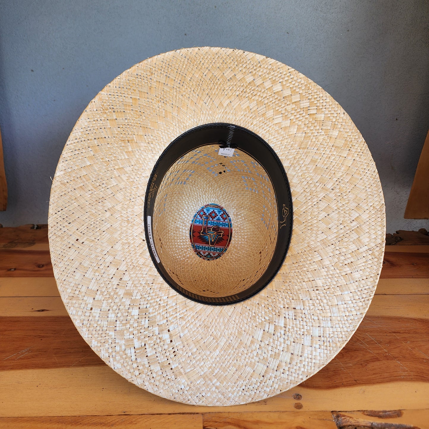 Los Vaqueros Straw Hat Open Tall Crown Sisal Cuadros Tan