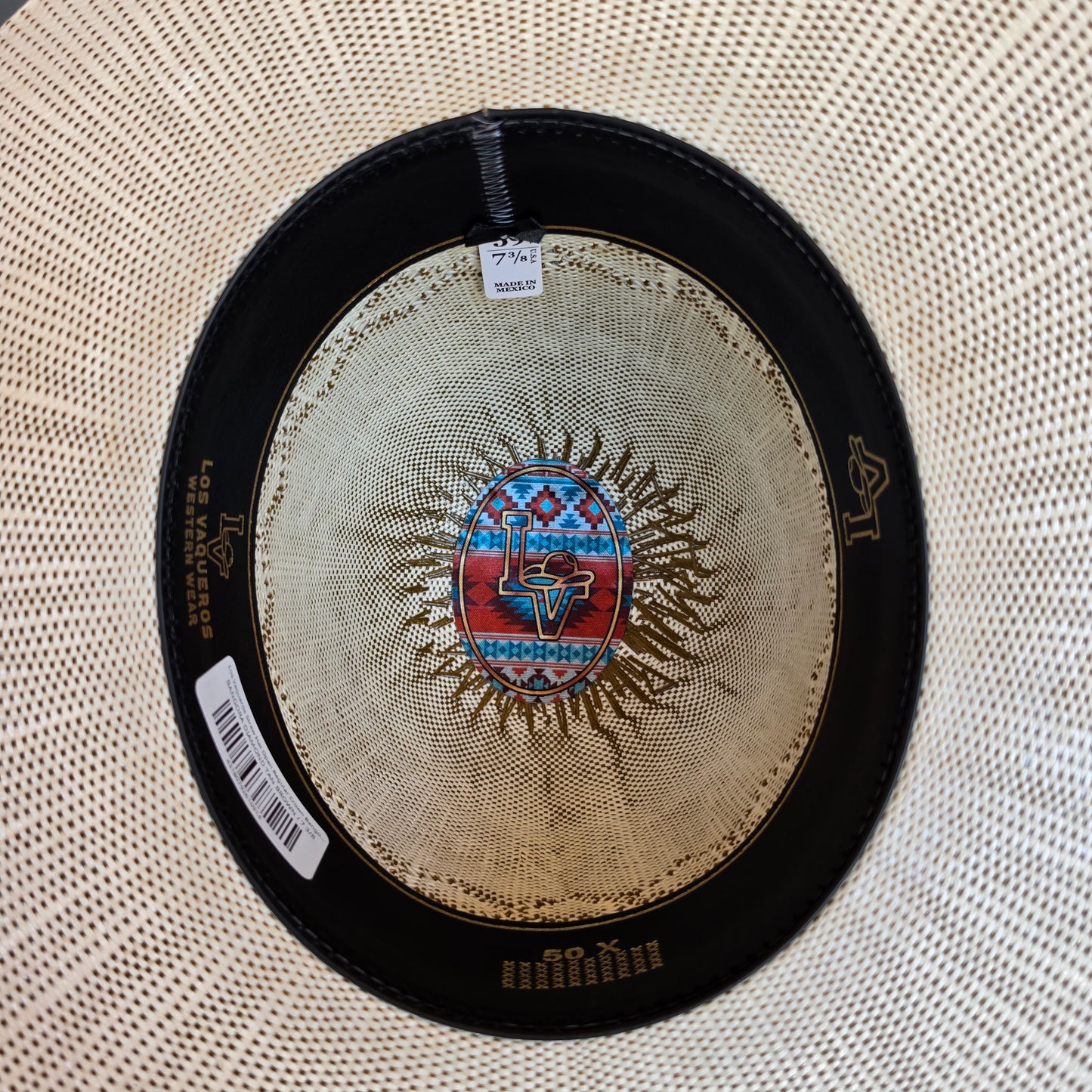 Los Vaqueros Straw Hat Open Regular Crown Bangora Diamond Tan Brown