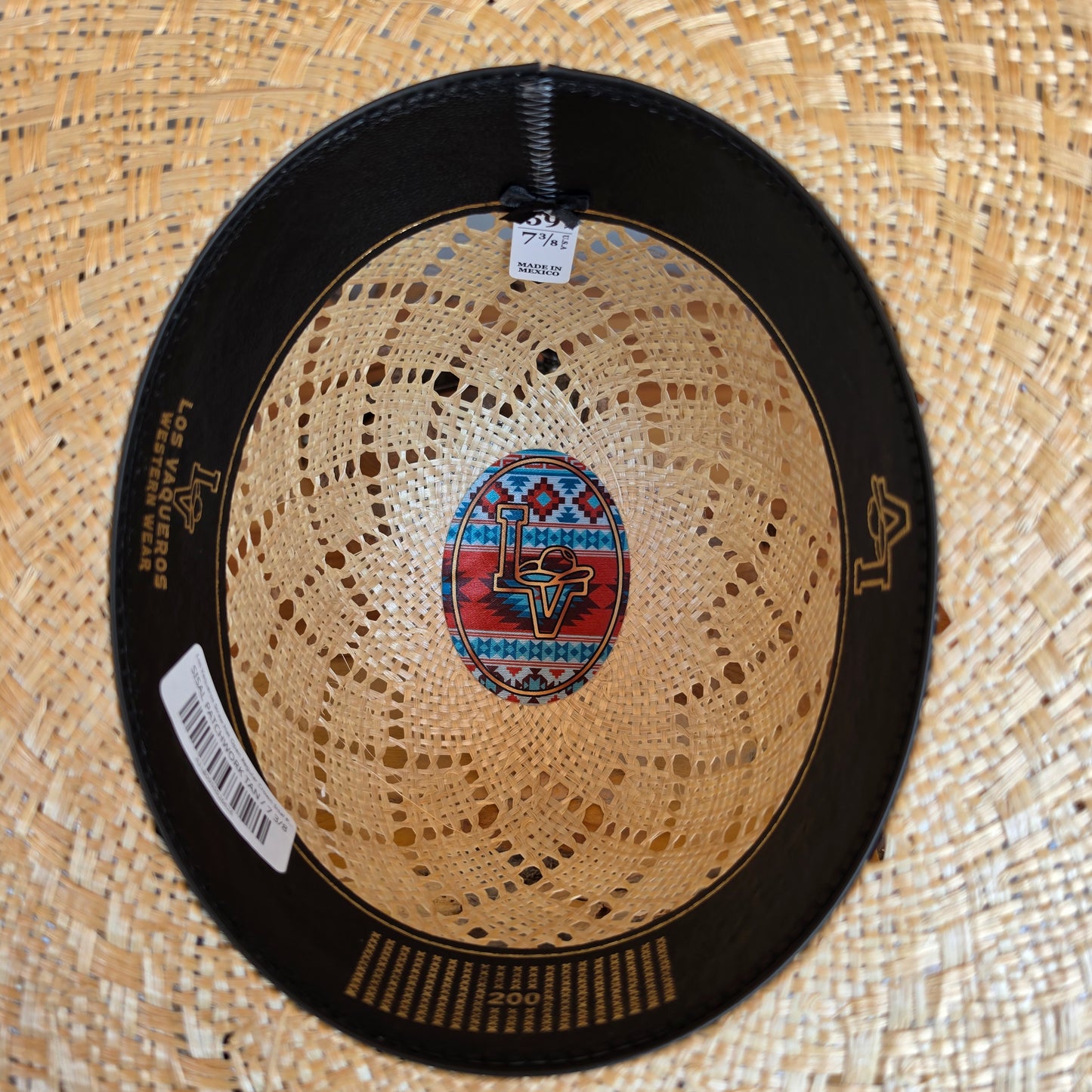 Los Vaqueros Straw Hat Open Regular Crown Sisal Patchwork Tan