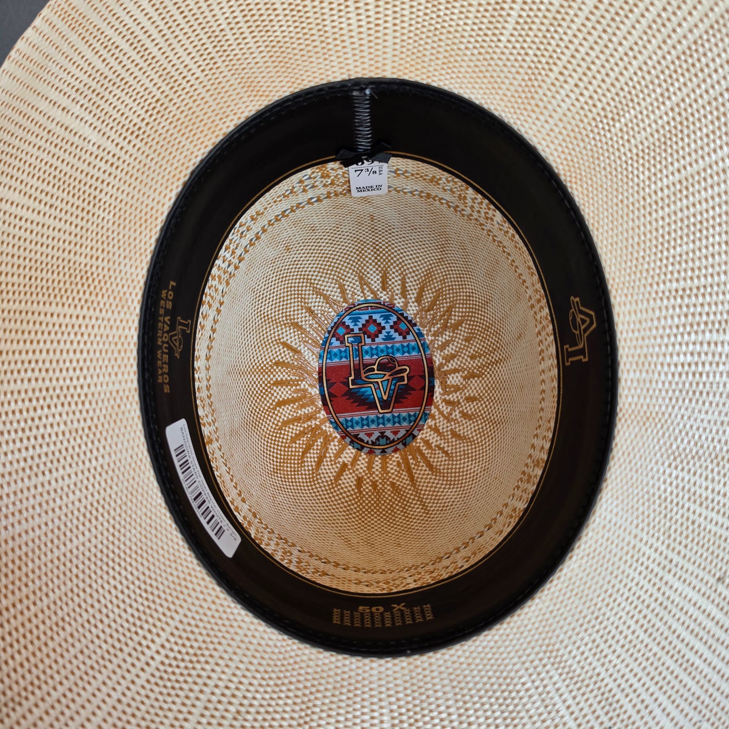 Los Vaqueros Straw Hat Open Regular Crown Bangora Stars White Copper