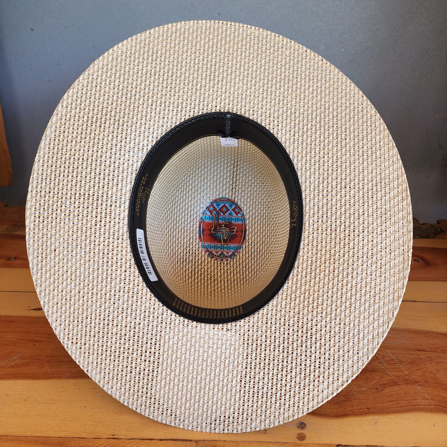 Los Vaqueros Straw Hat Open Tall Straw Weave Tan Green
