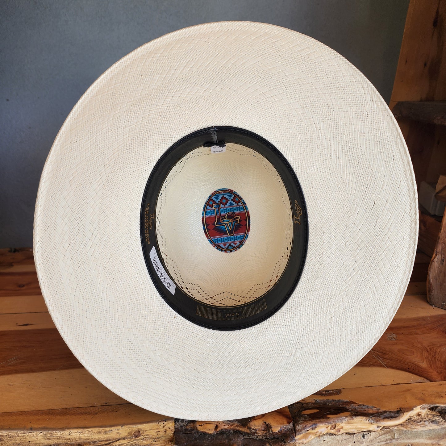 Los Vaqueros Straw Hat Open Regular Crown Double Diamond White