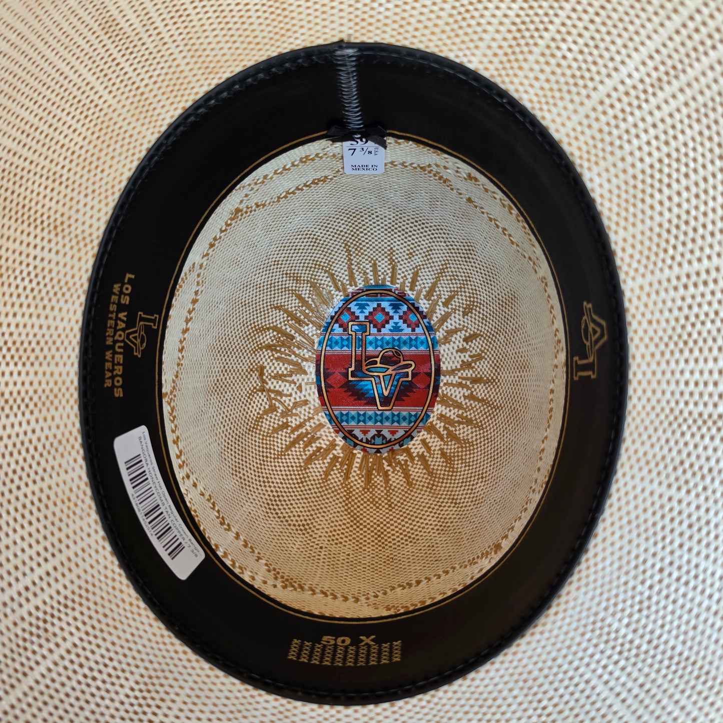 Los Vaqueros Straw Hat Open Regular Crown Bangora Honeycomb Tan Copper