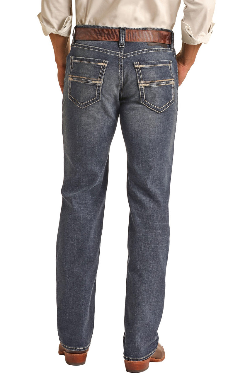 Rock Roll Denim Men's Regular Fit Stretch Straight Bootcut Jeans