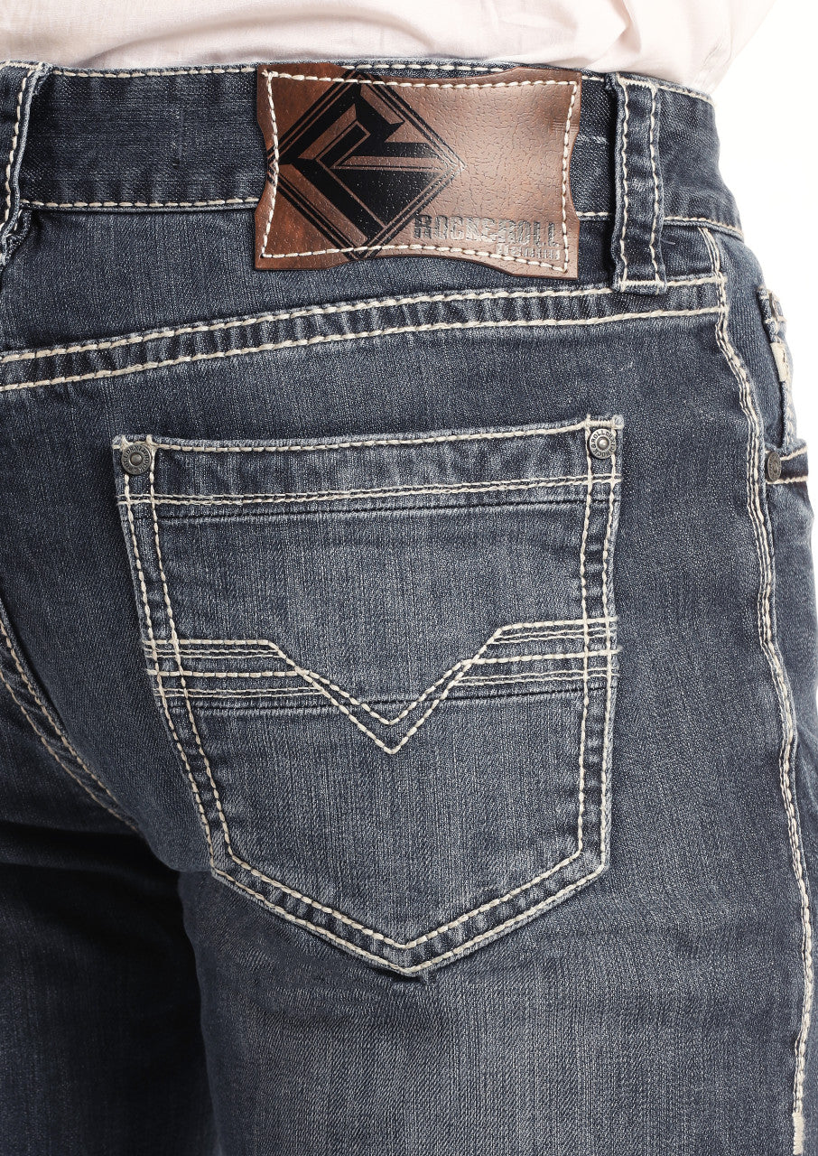 Medium Wash With Small "V" Embroidery