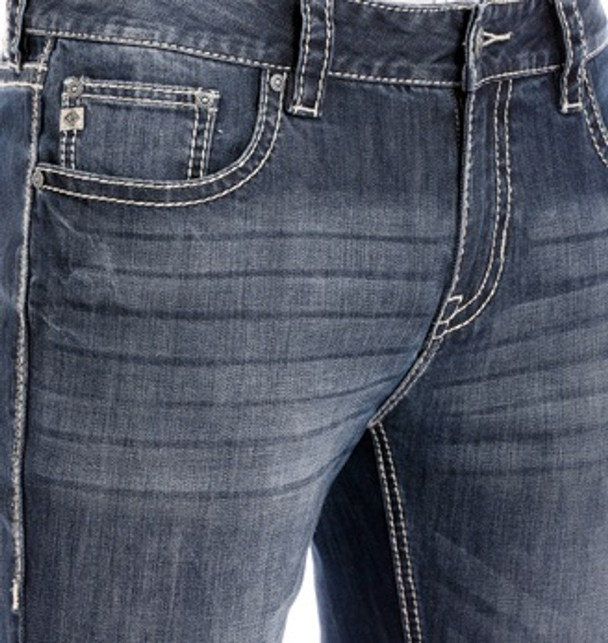 Medium Wash With Small "V" Embroidery