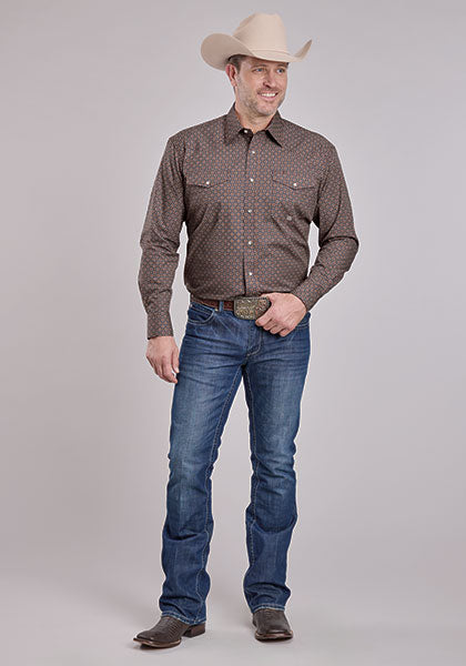 Roper Men's Long Sleeve Snap Vintage Foulard Multi Western Shirt