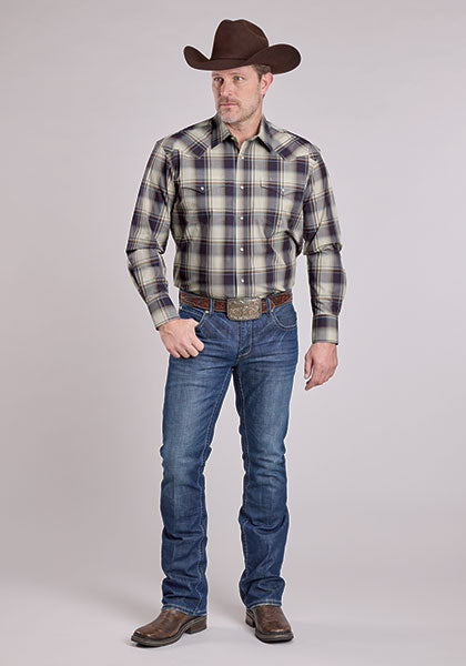 Roper Men's Long Sleeve Snap Amarillo Nightshade Plaid Purple  Western Shirt