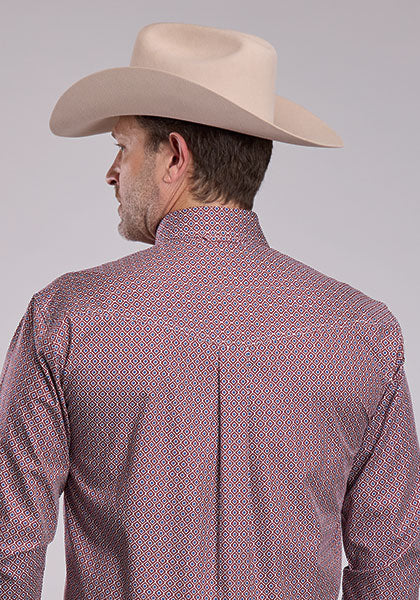 Roper Men's Long Sleeve Snap Amarillo All Over Western Shirt Red