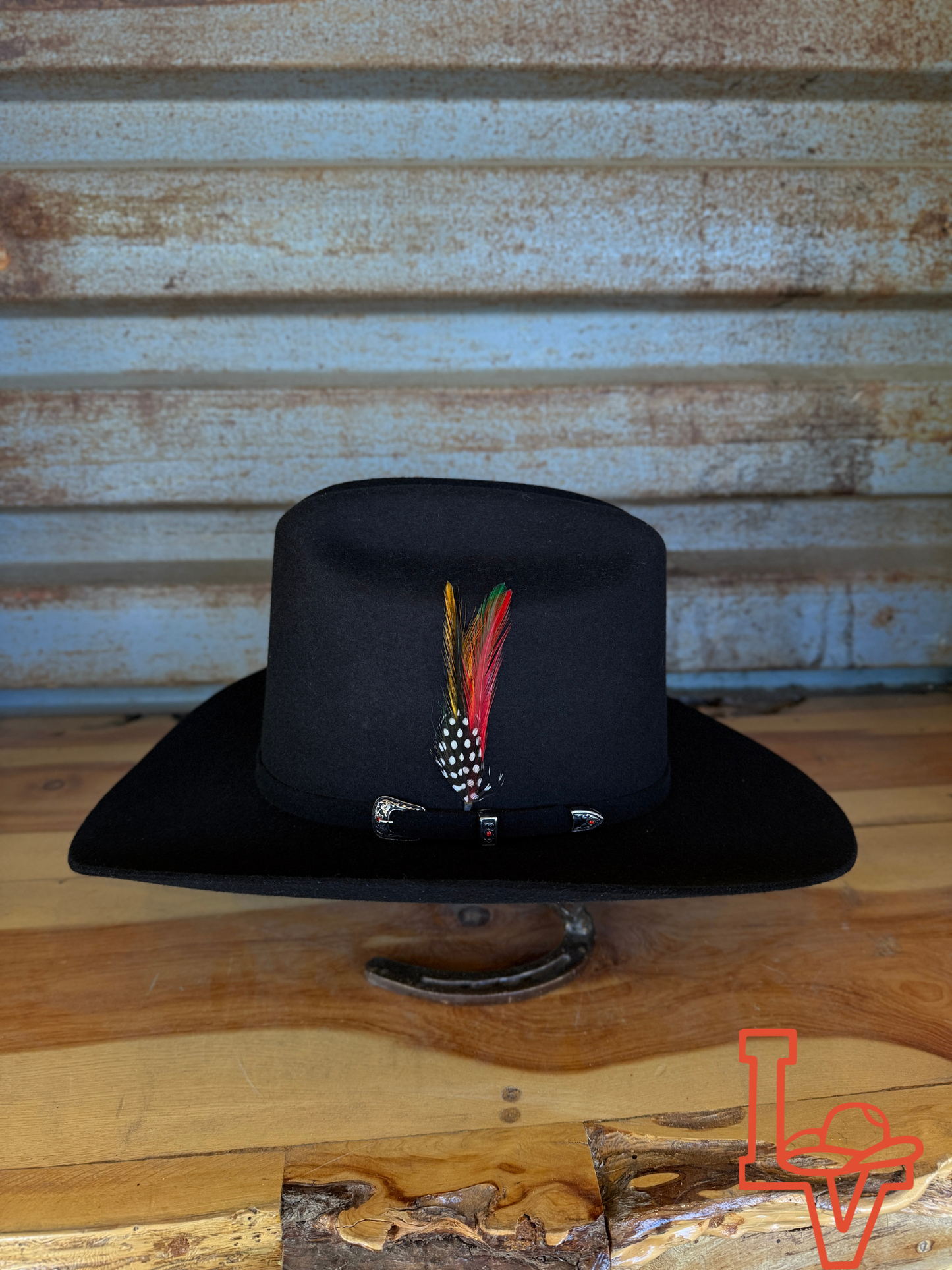 Los Vaqueros 100x Wool Felt Hat Estilo Sinaloa Crown Black
