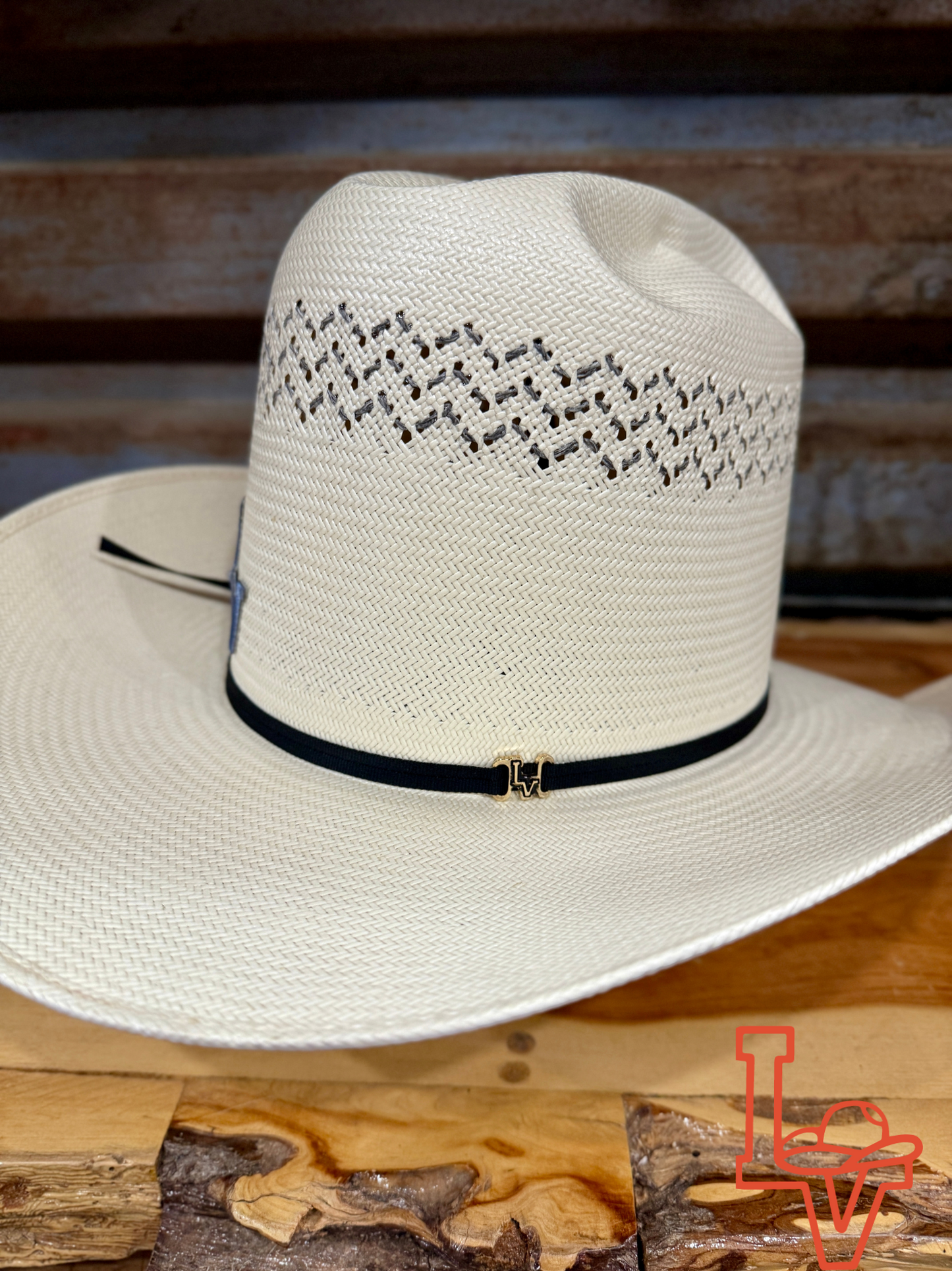 Los Vaqueros Straw Hat Tall Crown Paved Road White