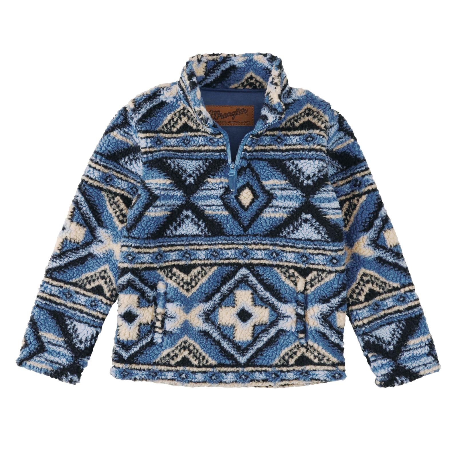 Boys Wrangler® Sherpa 1/4 Zip Pullover In China Blue – Los Vaqueros ...