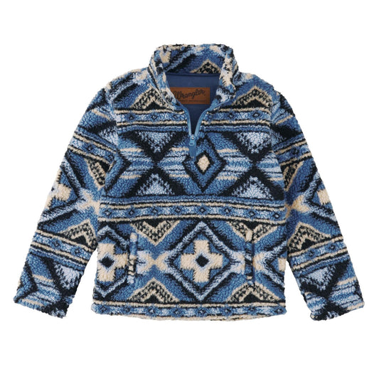 Boys Wrangler® Sherpa 1/4 Zip Pullover In China Blue