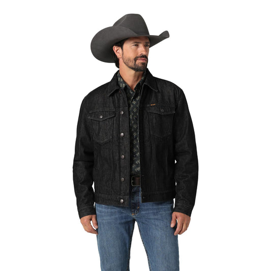 Men's Wrangler® Denim Jacket - Sherpa Lined in Black Obelisk