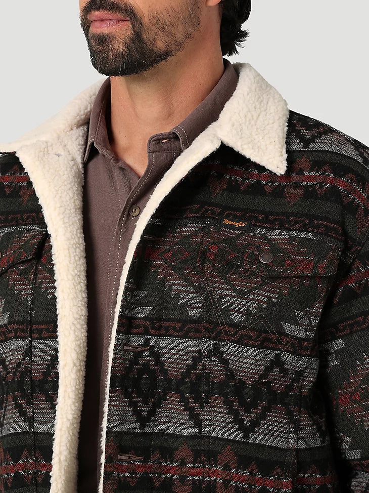 Men's Wrangler® Jacquard Jacket - Sherpa Lined in Olive