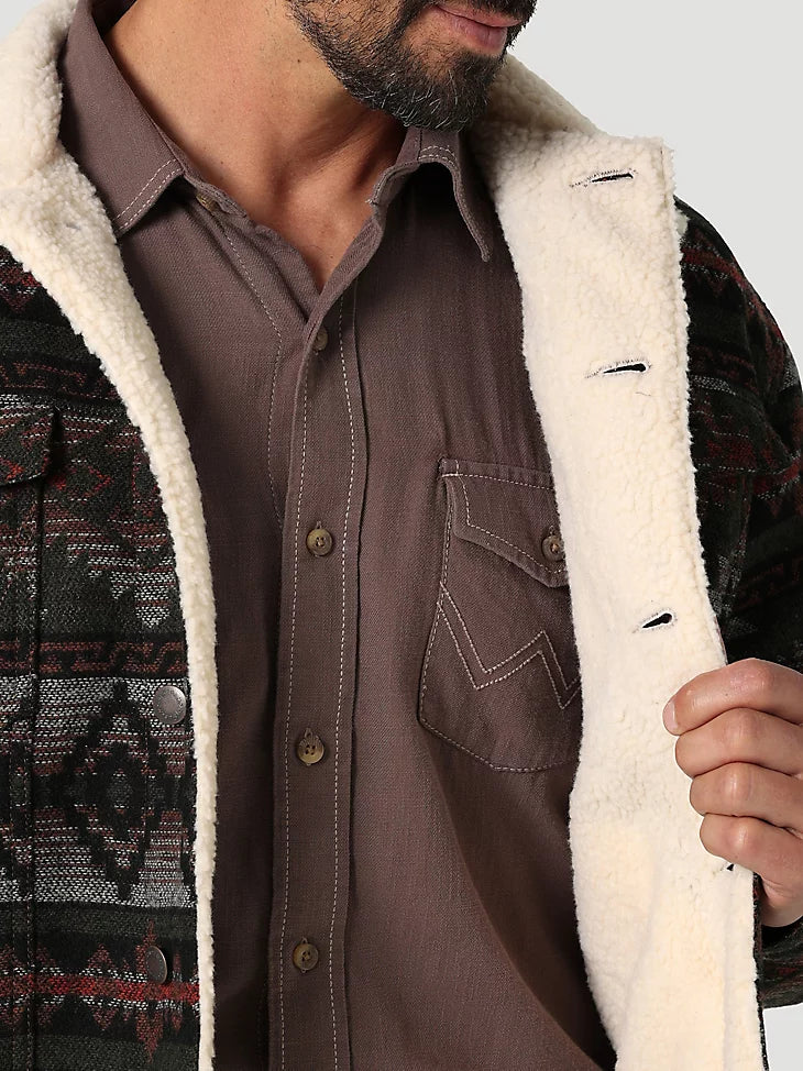 Men's Wrangler® Jacquard Jacket - Sherpa Lined in Olive