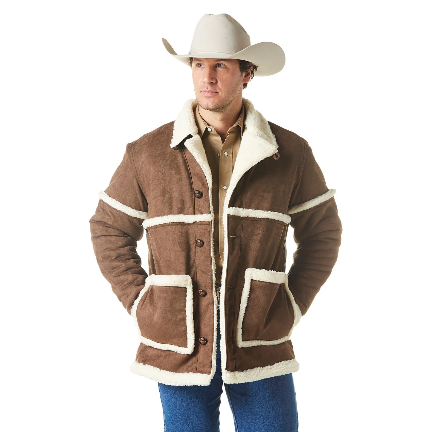 Men Wrangler® Cowboy Jacket - Sherpa Lined Helzer – Los Vaqueros ...