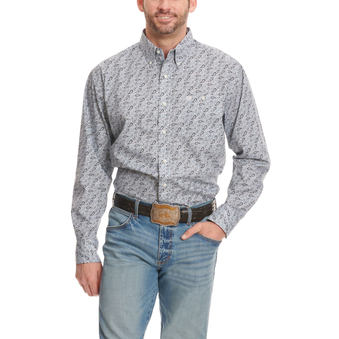 Men's Wrangler® Classic Long Sleeve Shirt - Relaxed Fit Blue