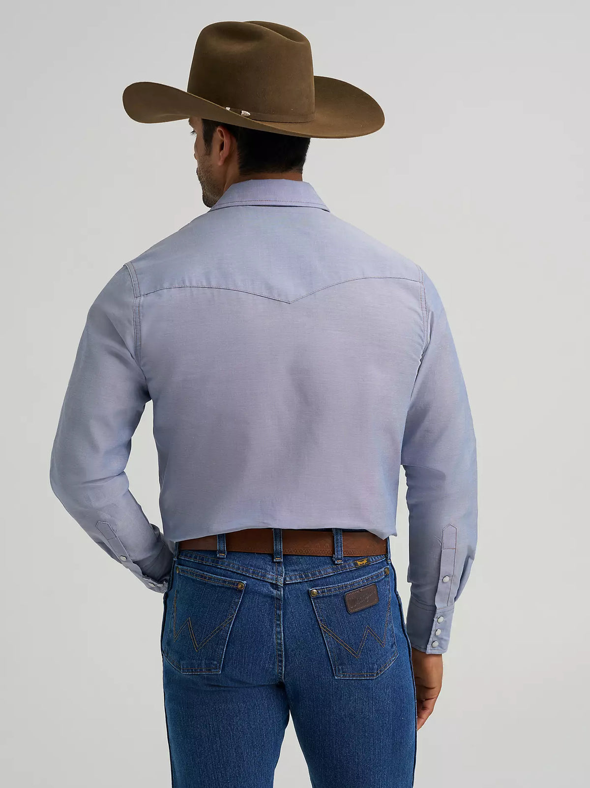 Wrangler® Men's Western Chambray Long Sleeve Work Shirt - Classic Fit Chambray