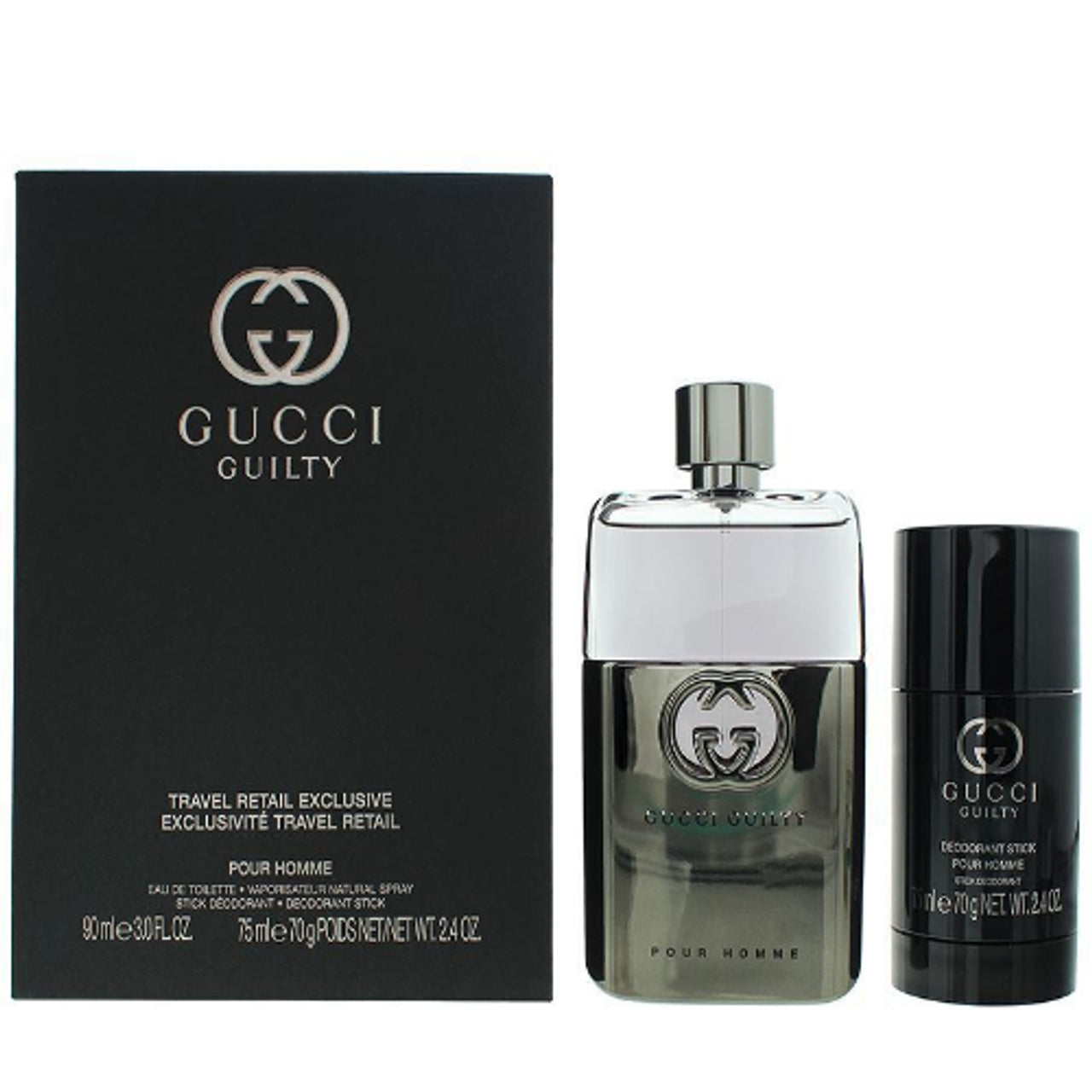 Gucci Guilty 2 Piece Gift Set Man Eau de Toilette Pour Homme Natural Spray 3.0 OZ