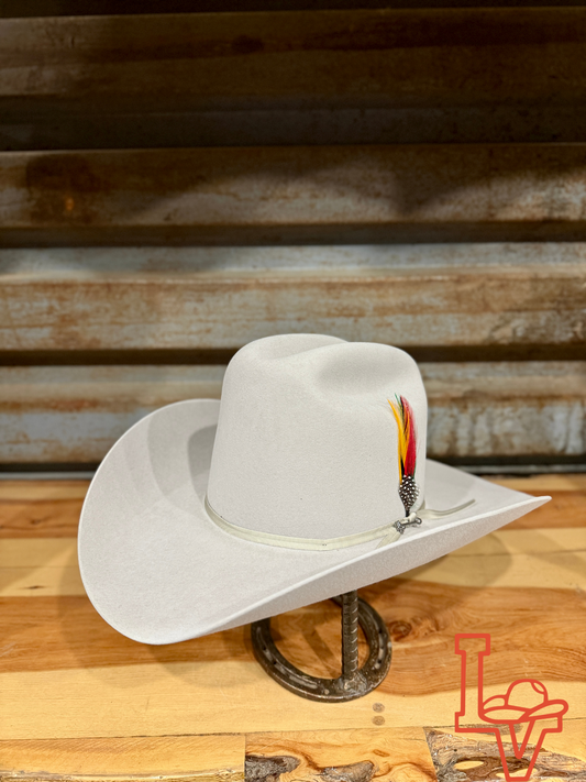 Stetson 6x Rancher Cowboy Felt Hat Regular Crown Silver Grey
