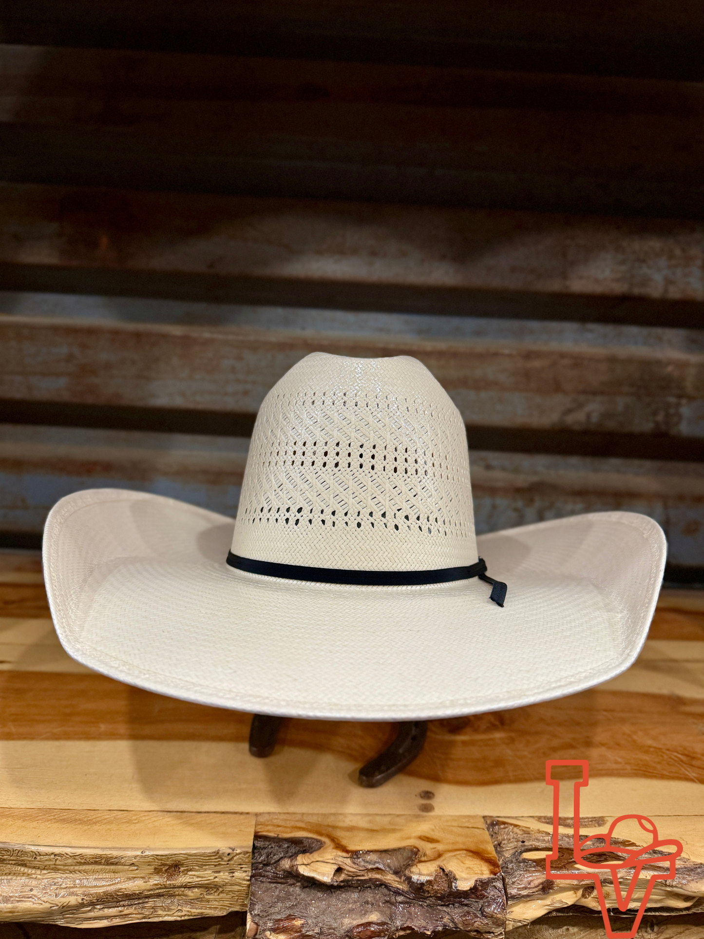 American Hat Company Straw Hat Regular Crown Three Rows White