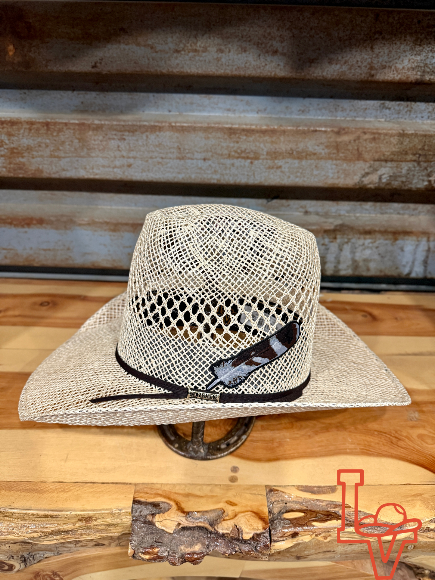 Los Vaqueros Straw Hat Tall Crown Jute Tan