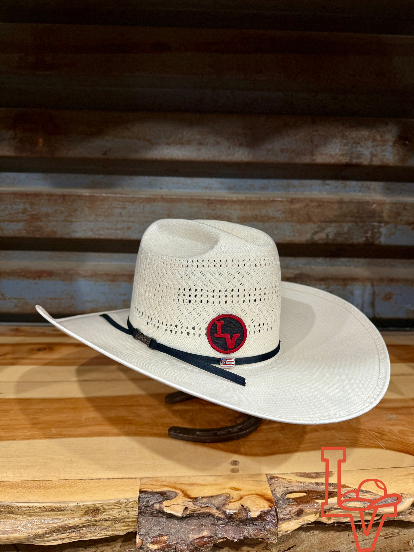 American Hat Company Straw Hat Regular Crown Three Rows White