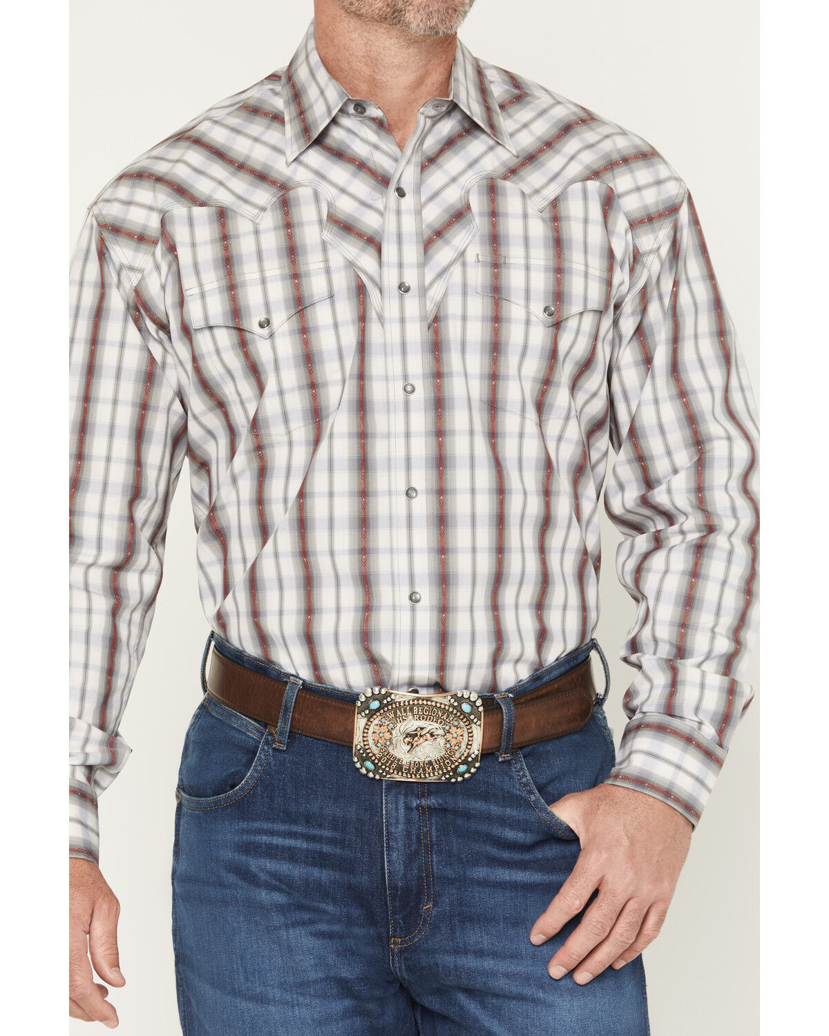Stetson Men's Long Sleeve Gray Vintage Dobby Western Shirt