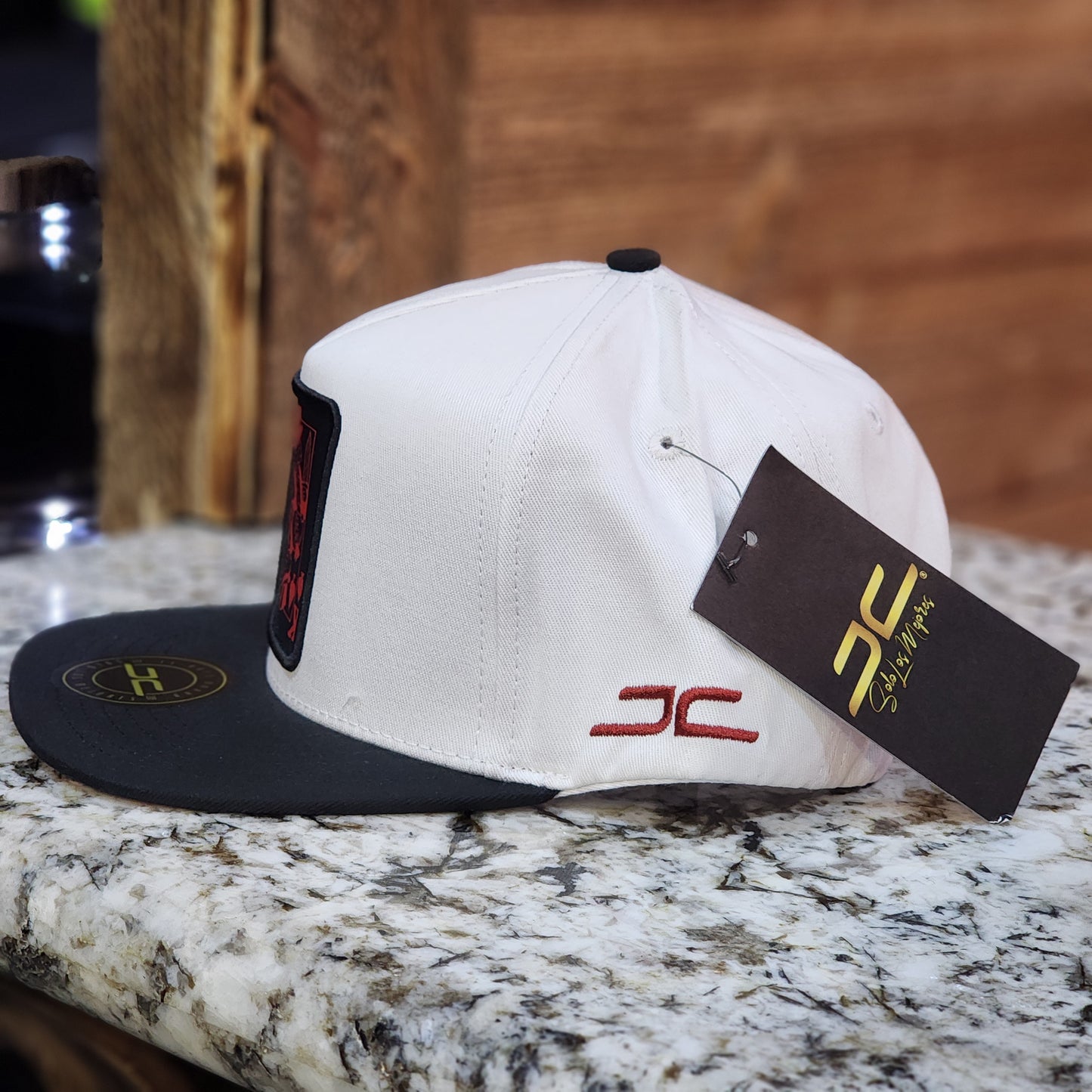 JC Hats Kings Card Red On Black Snapback White
