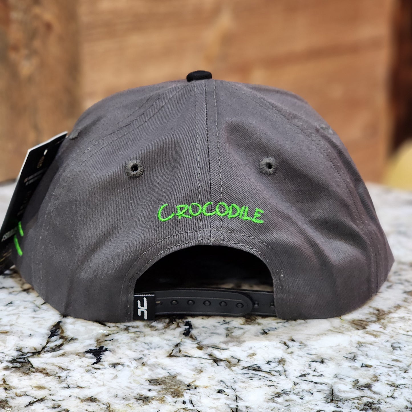 JC Hats Crocodile Snapback Charcoal/Neon Green