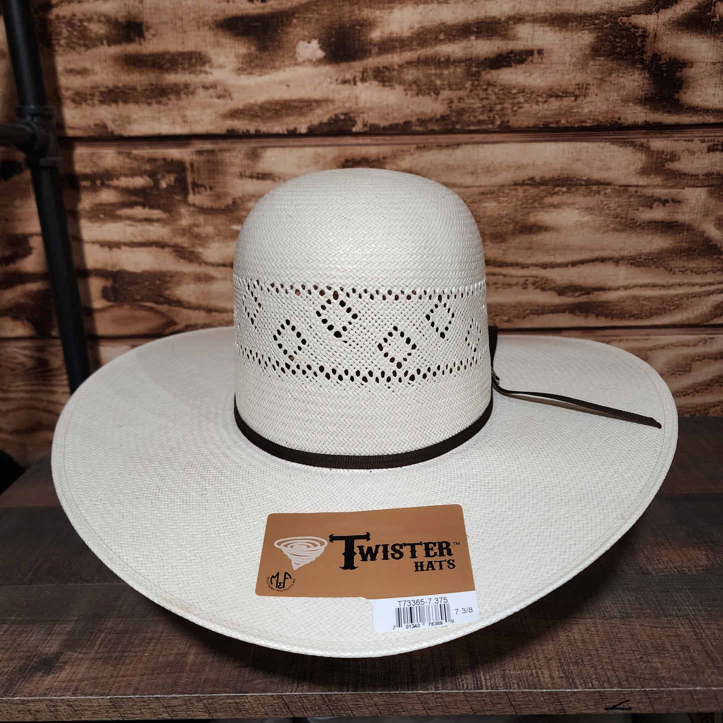 Twister Straw Hat Regular Crown Diamond Slash White