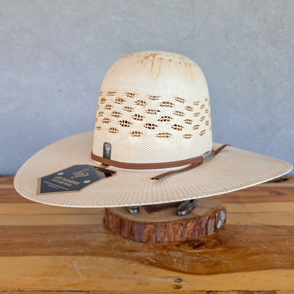 Los Vaqueros Straw Hat Open Regular Crown Bangora Conley Natural Copper