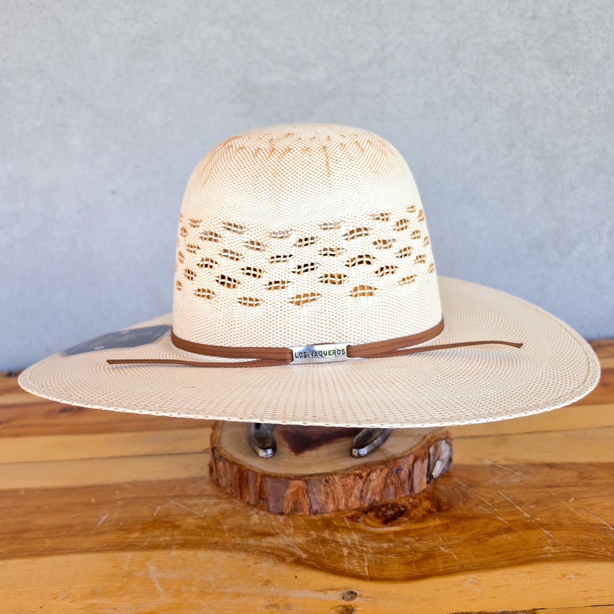 Los Vaqueros Straw Hat Open Regular Crown Bangora Conley Natural Copper
