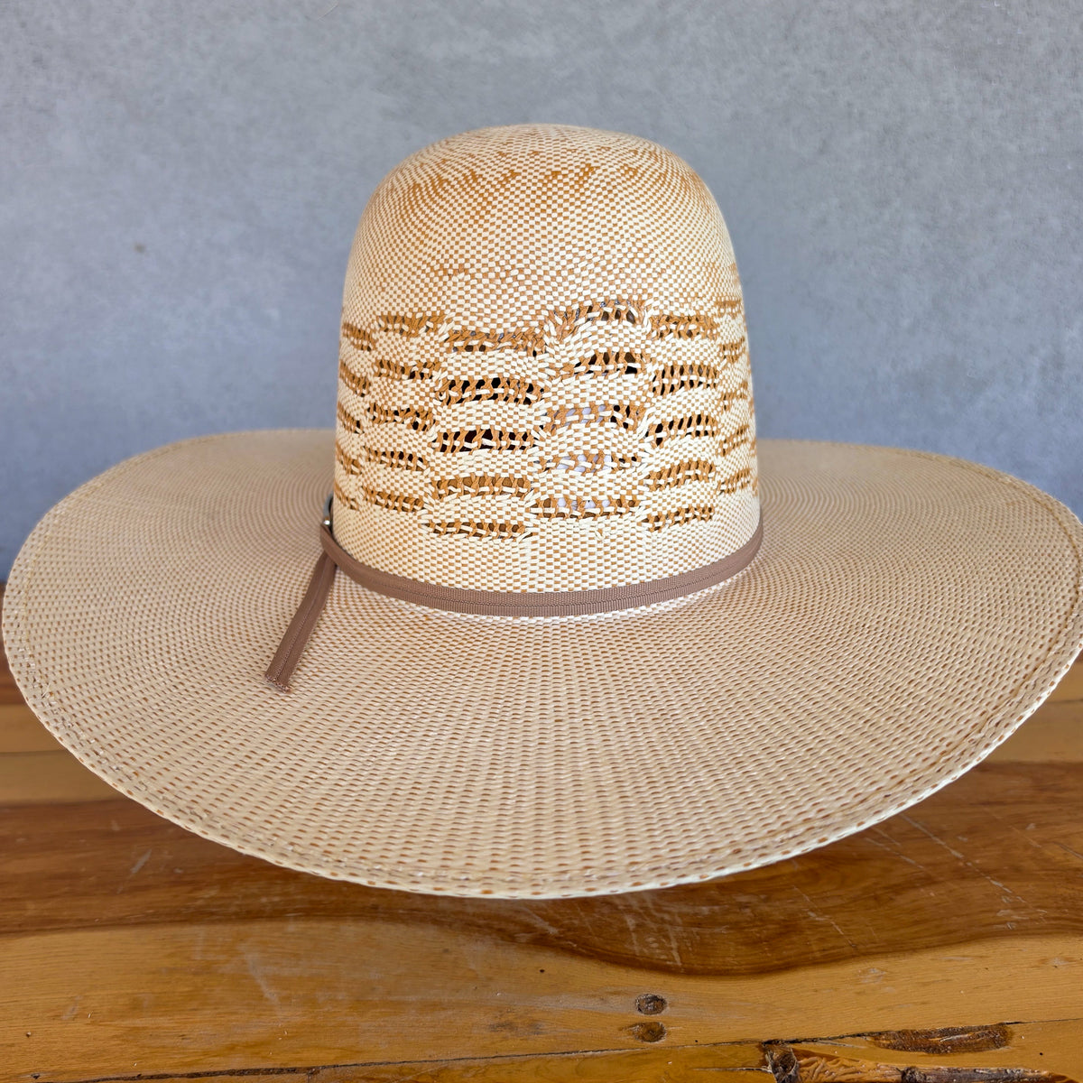 Los Vaqueros Straw Hat Open Regular Crown Bangora Barbed Wire Natural Copper