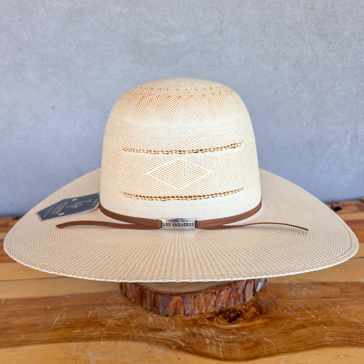 Los Vaqueros Straw Hat Open Regular Crown Bangora Navajo Natural Copper